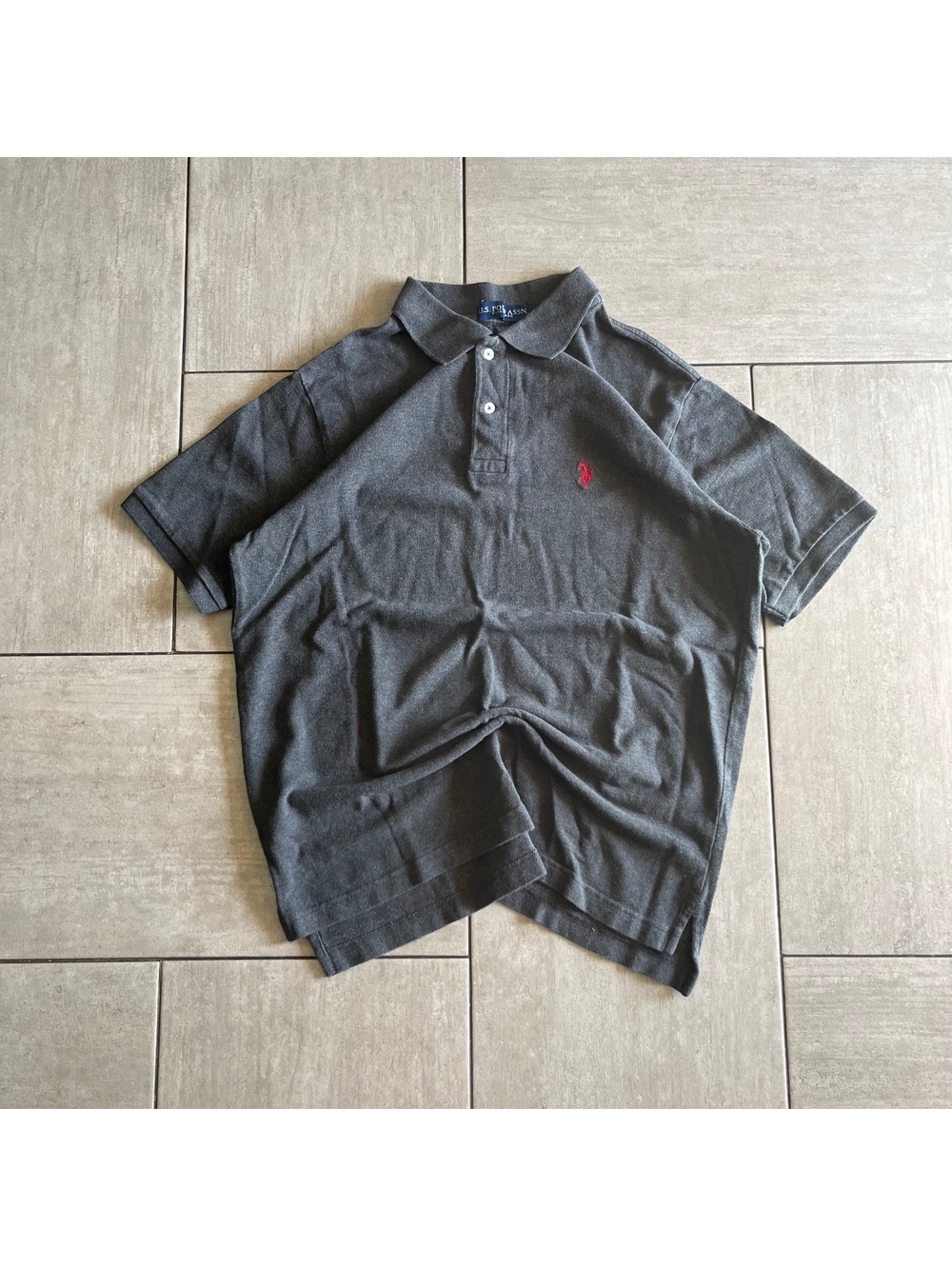 Vintage U.S. Polo Assn. Dark Gray Polo Shirt Large